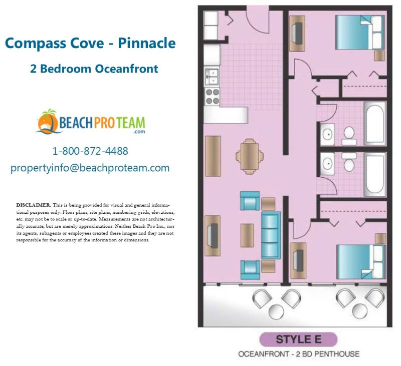 Compass Cove Pinnacle Floor Plan E - 2 Bedroom Oceanfront